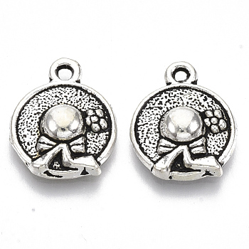 Tibetan Style Alloy Pendants, Cadmium Free & Lead Free, Woman Hat, Antique Silver, 17x14x4mm, Hole: 1.2mm, about 700pcs/1000g