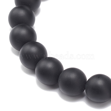 3Pcs 3 Style Natural Black Agate(Dyed) & Lava Rock & Synthetic Hematite Round Beaded Stretch Bracelets Set(BJEW-JB08897)-6