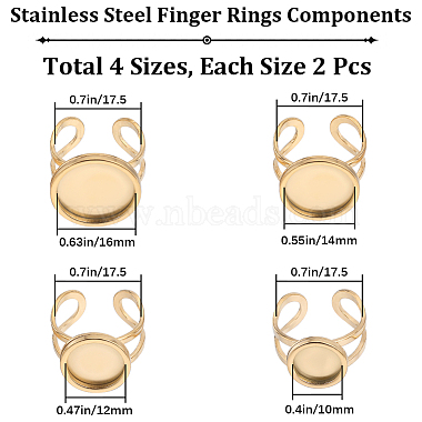 8Pcs 4 Size 201 Stainless Steel Cuff Ring Findings(RJEW-BBC0001-11)-2