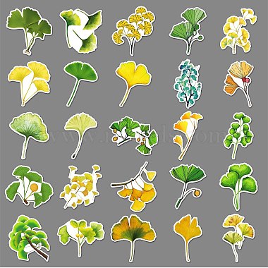 50Pcs Ginkgo Leaf PVC Sticker(PW-WG26859-01)-4