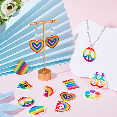 20Pcs 10 Style Pride Style & Rainbow Color Printed Acrylic Pendants(SACR-SC0001-23)-4