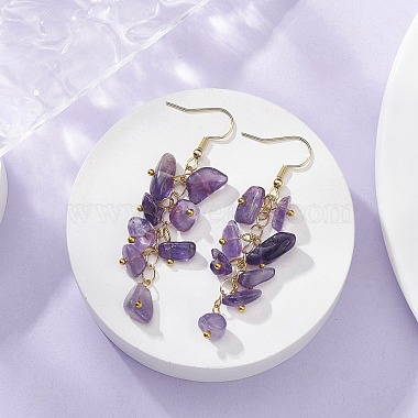 boucles d'oreilles pendantes avec éclats d'améthyste naturelle(EJEW-JE05266-01)-3