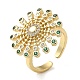 Rotatable Cubic Zirconia Flower Open Ring(RJEW-Q776-05G)-1