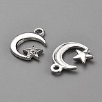 Alloy Pendants, Star Charms, Platinum, 17x14x2.5mm, Hole: 1.8mm(FIND-WH00293-28P)