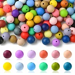 200Pcs Round Food Grade Eco-Friendly Silicone Beads, Round, Mixed Color, 9mm, Hole: 1.4mm(SIL-CJ0001-90)