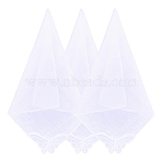 3Pcs Cotton Handkerchief, with Polyester Lace, Square, White, 280~295x280~290x0.5mm(AJEW-CP0010-02A)