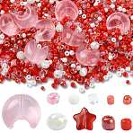 Mixed Styles Glass Beads Strands, Mixed Shapes, Red, 1.5~16x1.5~14x1.5~9mm, Hole: 0.5~1.5mm(EGLA-FS0002-63B)