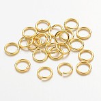 Golden Color Brass Open Jump Rings, Round, Cadmium Free & Lead Free, 18 Gauge, 7x1mm, Inner Diameter: 5mm, about 80pcs/10g(X-JRC7MM-G)