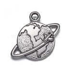 Zinc Alloy Pendants, Lead Free and Cadmium Free, Antique Silver, Earth, 18x18x2mm, hole: 2mm(X-PALLOY-A14128-AS-LF)
