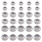 50Pcs 3 Style 316L Surgical Stainless Steel Beads, with Rubber Inside, Slider Beads, Rondelle, Stainless Steel Color, 7~10x3.5~5mm, Rubber Hole: 1~5mm(STAS-DC0014-49)