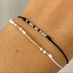 2Pcs Minimalist Glass Seed Bead Braided Bead Bracelets, Nylon Thread Adjustable Bracelet for Couple, Mixed Color, 11.02 inch(28cm)(VR4504-1)
