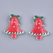 Resin Cabochons, Christmas Bell, Red, 25x20.5x4mm(CRES-T015-12)