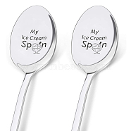Stainless Steel Spoon, Letter Pattern, 196x32mm, 2pcs/set(AJEW-WH0160-003)
