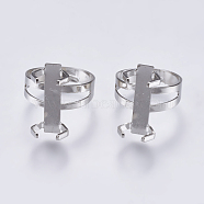 Iron Finger Ring Prong Settings, 4 Claw Prong Ring Settings, Platinum, Tray: 20x8mm, 18mm(IFIN-K035-01P)