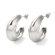 304 Stainless Steel Round Earrings, Half Hoop Earrings, Stainless Steel Color, 31.5x15.5mm(X-EJEW-K244-30P)
