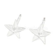 Resin Stud Earring Findings, Star, Clear, 6.5x7mm, Pin: 0.8mm(FIND-H046-11)