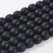 Synthetic Black Stone Beads Strands, Dyed, Faceted, Frosted, Round, Black, 10mm(G-C059-10mm-1)