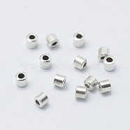 Anti-Tarnish Rhodium Plated 925 Sterling Silver Crimp Beads, Tube, Platinum, 2x2mm, Hole: 1mm(STER-G027-20P)