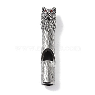 Viking 316 Surgical Stainless Steel Big Pendants, with Rhinestone, Wolf Blowable Whistle Charm, Antique Silver, 52x10x15mm, Hole: 5.5x4.5mm(STAS-E212-07AS)