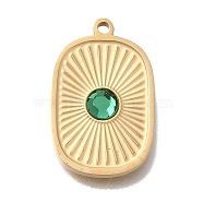 Ion Plating(IP) 304 Stainless Steel Rhinestone Pendants, Oval, Real 18K Gold Plated, 18x11.5x2mm, Hole: 1.2mm(STAS-P371-061G)