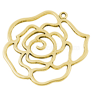 Tibetan Style Alloy Pendants, Rose, Antique Golden, Lead Free and Cadmium Free, 43x39x2mm, Hole: 2mm(X-GLF10554Y)