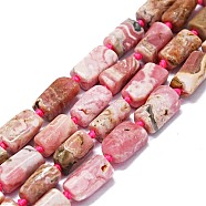 Natural Argentina Rhodonite Beads Strands, Nuggets, 6~12x6~7mm, Hole: 0.8mm, about 26~35pcs/strand, 15.55''~16.14''(39.5~41cm)(G-O170-126)