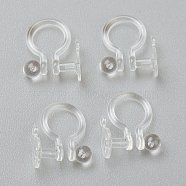Plastic Clip-on Earring Findings, for Non-pierced Ears, Clear, 12x10x1.2mm, Hole: 0.7mm(X-KY-P001-08)