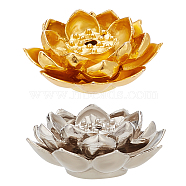 2Pcs 2 Colors Brass Incense Burners, Lotus Incense Holders, Home Office Teahouse Zen Buddhist Supplies, Platinum & Golden, 31x13mm, Hole: 2.2mm, 1pc/color(AJEW-DC0001-06)