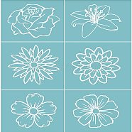 Self-Adhesive Silk Screen Printing Stencil, for Painting on Wood, DIY Decoration T-Shirt Fabric, Flower, Sky Blue, 28x22cm(DIY-WH0173-034)