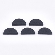 Painted Natural Wood Beads, Semicircle, Black, 15x30x4mm, Hole: 1.5mm(WOOD-T021-05B-04)