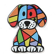 Printed Acrylic Pendants, Dog, Colorful, 39.5x31.5x2.3mm, Hole: 1.4mm(MACR-K354-04)