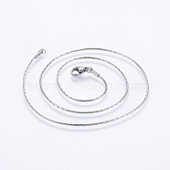 304 Stainless Steel Coreana Chain Necklaces, with Lobster Claw Clasps, Stainless Steel Color, 17.7 inch(45cm), 1x1mm(NJEW-O102-25P)