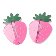 Baking Painted Iron Snap Hair Clips, for Children's Day, Strawberry, Deep Pink, 49x31x3.5mm(PHAR-B0002-22)