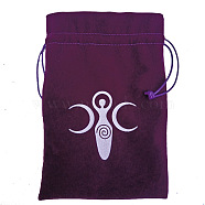 Velvet Tarot Cards Storage Bags, Tarot Desk Storage Holder, Purple, Goddess Pattern, 18x13cm(ZODI-PW0002-01F-02)