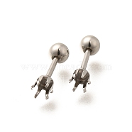 304 Stainless Steel Stud Earring Findings, Stainless Steel Color, Tray: 4.5mm, 15x6mm, Pin: 1mm(STAS-F311-18P-02C)