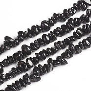 Natural Black Spinel Chips Beads Strands, 2.5~6x4.5~10.5mm, Hole: 0.8~1mm, about 33.86 inch(86cm)(X-G-D0002-A17)