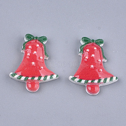 Resin Cabochons, Christmas Bell, Red, 25x20.5x4mm(CRES-T015-12)