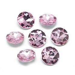 Pointed Back Glass Rhinestone Cabochons, Back Plated, Faceted, Flat Round, Pearl Pink, 8x3.5mm(RGLA-T029-8mm-03)