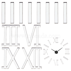 1Box Acrylic Cabochons, Roman Number, Silver, 30x5~24.5x2.5mm, 12pcs/box(OACR-FG0001-33B)