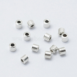 perles à sertir en argent sterling plaquées rhodium anti-ternissement 925, Tube, platine, 2x2 mm, trou: 1 mm(STER-G027-20P)