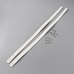 PU Imitation Leather Bag Handles, for Purse Bag Making Repair Replacement, with Iron Rivet, White, 60.3x1.8x0.28cm, Hole: 3mm, 2pcs(FIND-WH0002-59C)