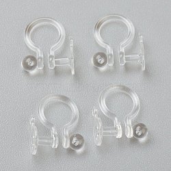 Plastic Clip-on Earring Findings, for Non-pierced Ears, Clear, 12x10x1.2mm, Hole: 0.7mm(X-KY-P001-08)