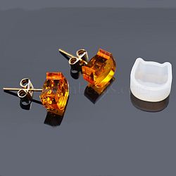 Silicone Molds, Resin Casting Molds, For UV Resin, Epoxy Resin Jewelry Making, Cat, White, 9x10x5mm, Inner Diameter: 6x8mm(X-DIY-E005-05)
