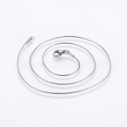 Non-Tarnish 304 Stainless Steel Coreana Chain Necklaces, with Lobster Claw Clasps, Stainless Steel Color, 17.7 inch(45cm), 1x1mm(NJEW-O102-25P)