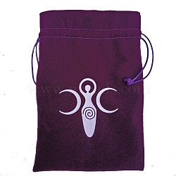 Velvet Tarot Cards Storage Bags, Tarot Desk Storage Holder, Purple, Goddess Pattern, 18x13cm(ZODI-PW0002-01F-02)