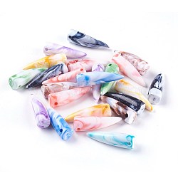 Acrylic Imitation Gemstone Beads, Tooth Shaped, Mixed Color, 33~33.5x9.5mm, Hole: 2.1mm, about 290pcs/500g(MACR-E025-06)