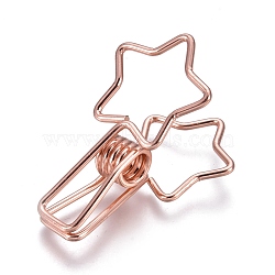Star Shape Iron Spring Clips, with Plastic Box, Rose Gold, 33x18x16mm, 8pcs/box(TOOL-I006-07RG)