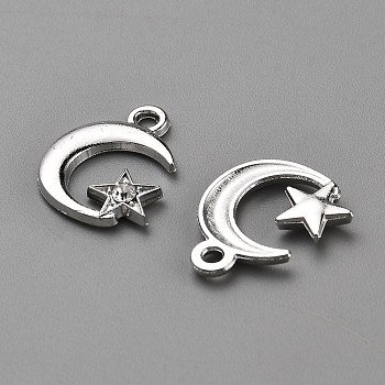 Alloy Pendants, Star Charms, Platinum, 17x14x2.5mm, Hole: 1.8mm