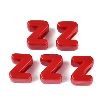 Opaque Acrylic European Beads, Large Hole Beads, Letter Z, Crimson, 20x17x13.5mm, Hole: 6mm, about 152pcs/500g