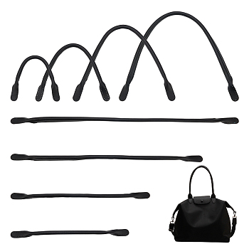 WADORN 8Pcs 4 Style PU Leather Sew on Bag Handles, Black, 32~62.5x1.5~1.6x0.95~1.1cm, Hole: 1.5mm, 2pcs/style
